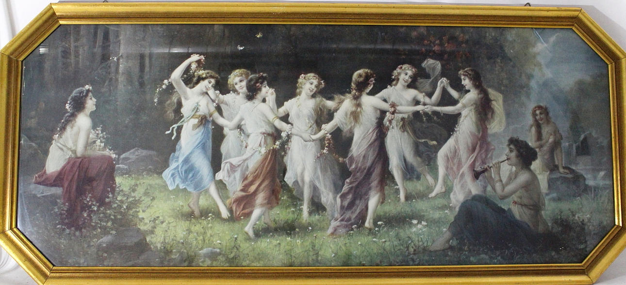 OIDENTIFIERAD KONSTNÄR. print, dancing fairies.