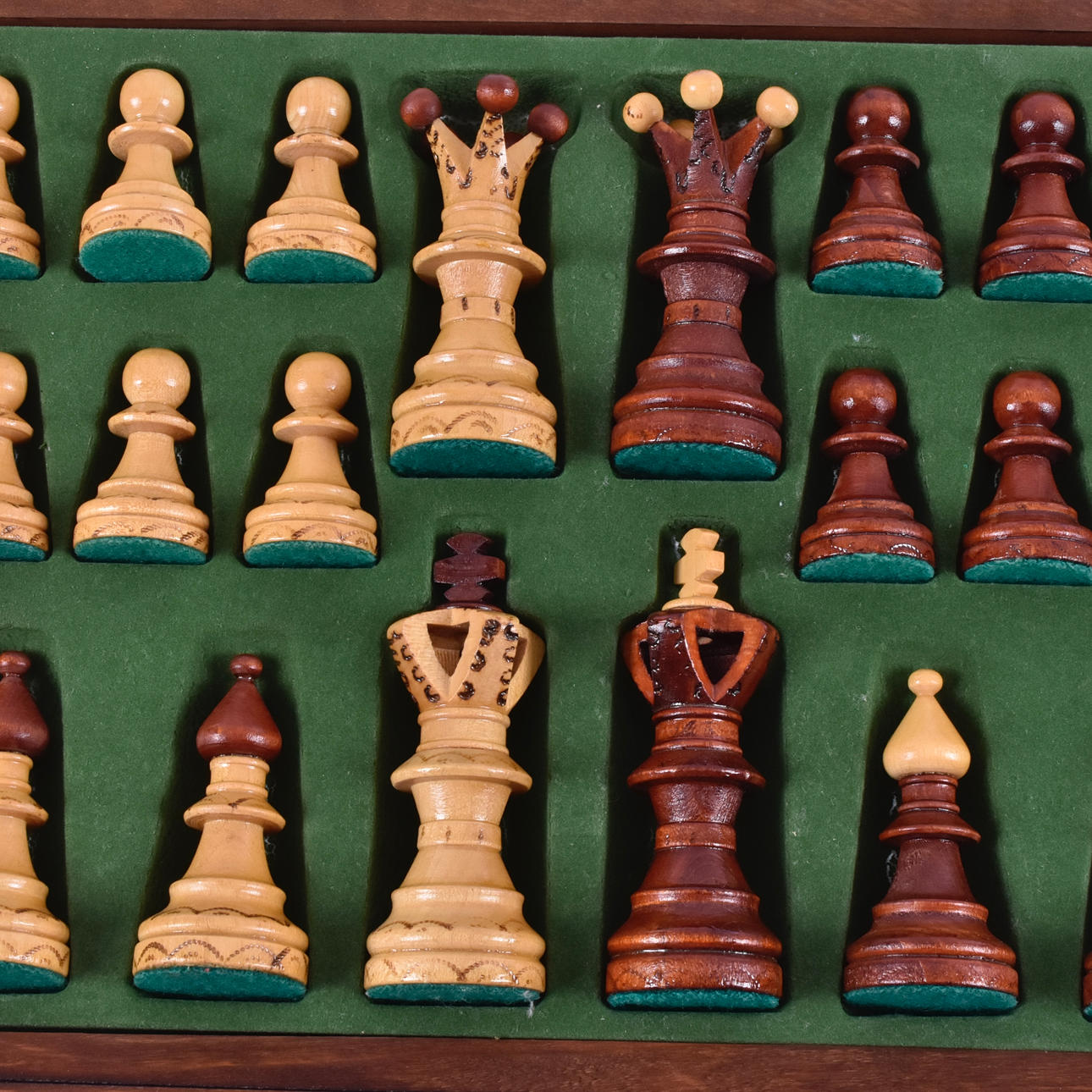 CHESS GAMES, PARTIALLY BONED WOOD.