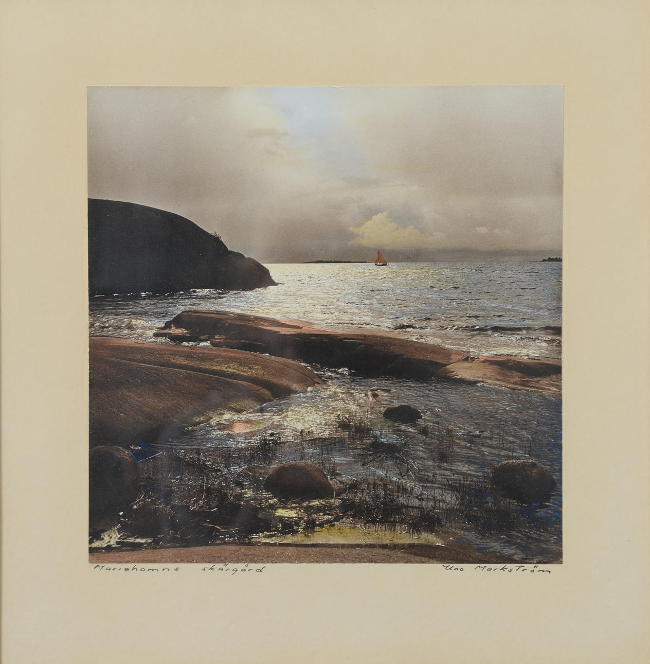 UNO MARKSTRÖM. Mariehamns archipelago, hand-coloured photograph, signed.