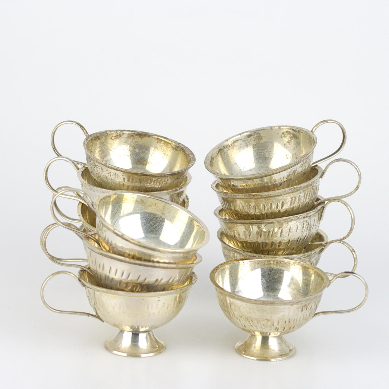 PUNSCHBECHER, 12 Stück, Neusilber.