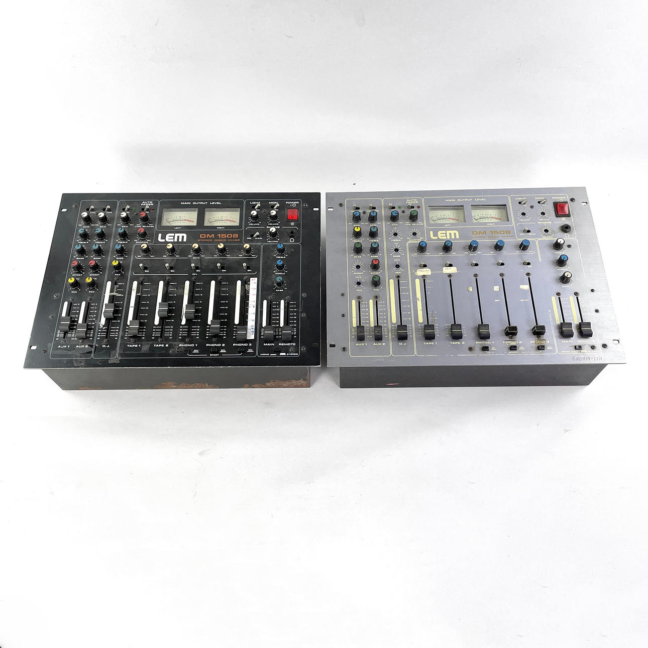 MIXING TABLE, 2 pcs. LEM, “DM 1508" Stereo Disco Mixer.