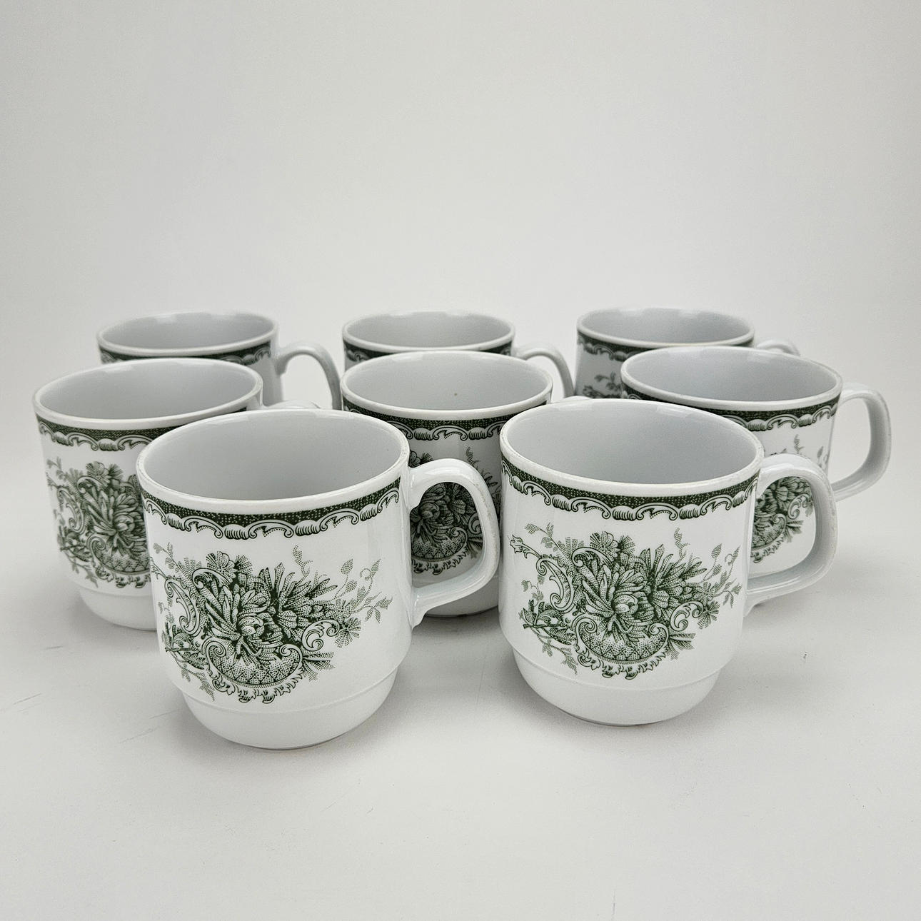 A set of 8 flintware mugs, “Gröna Anna”, Rörstrand.