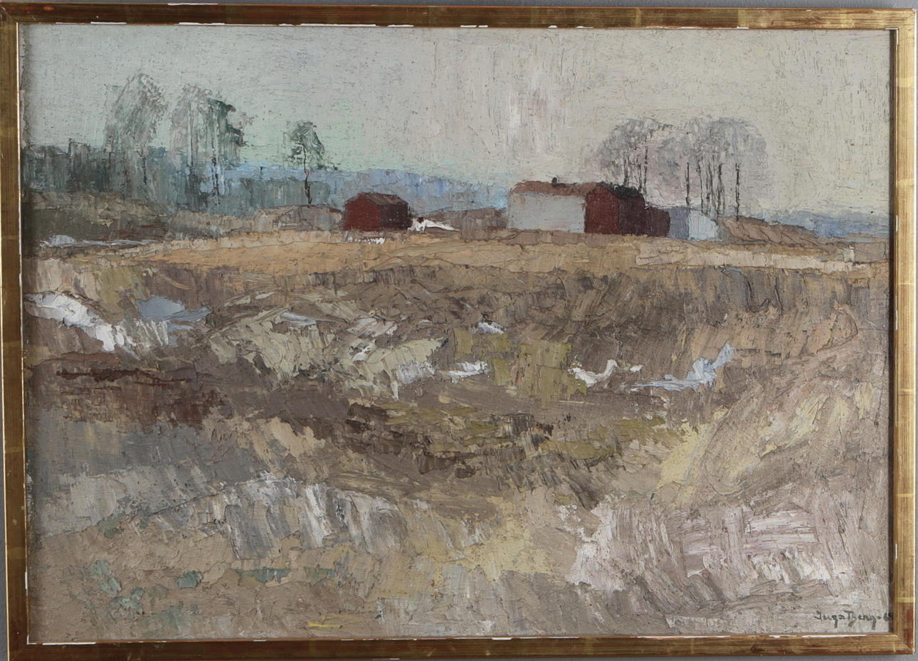 INGA BERG. "Tidig vår på Lund", olja på duk, signerad och daterad -64.