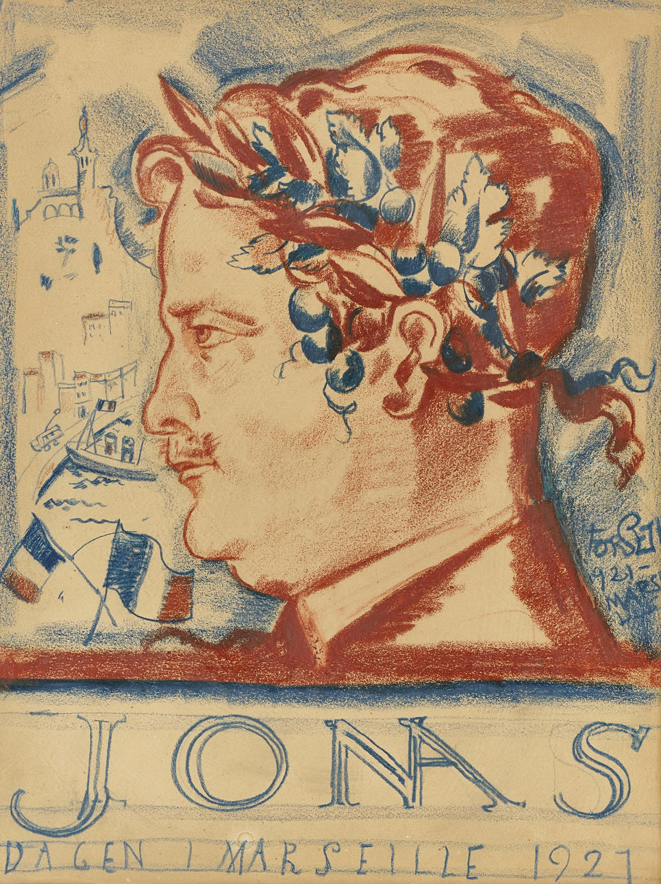 EINAR FORSETH (1892-1988), Marseille, 1921 - Jonas, signed and dated, crayon.