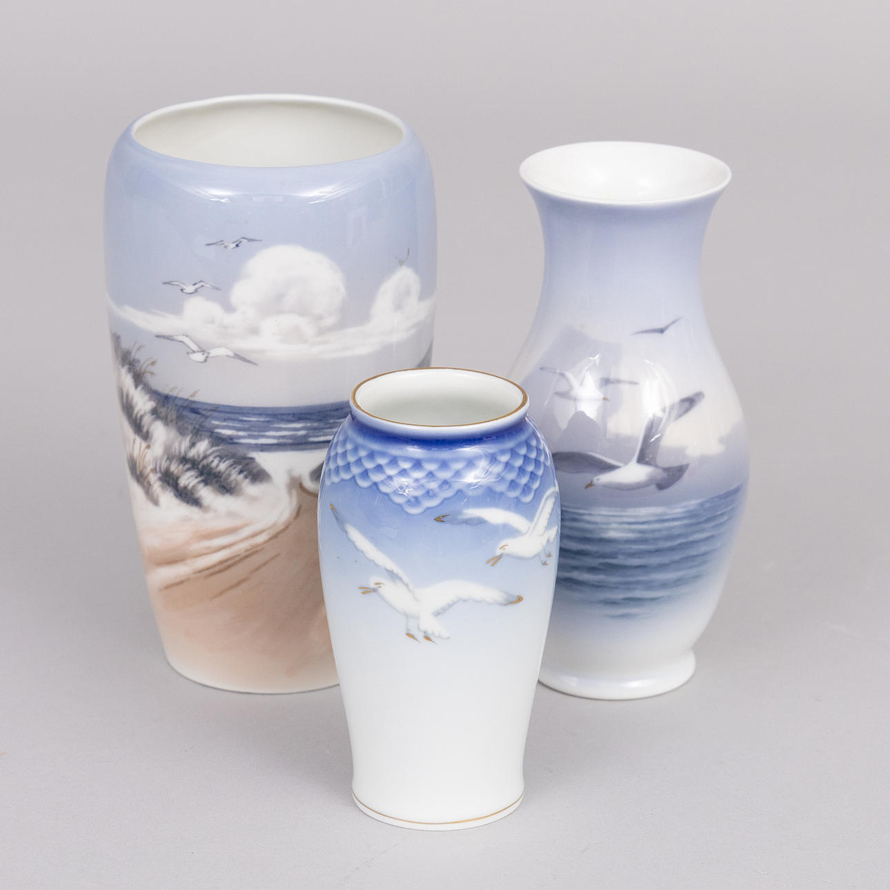 Three vases, Royal Copenhagen and Bing&Gröndal.