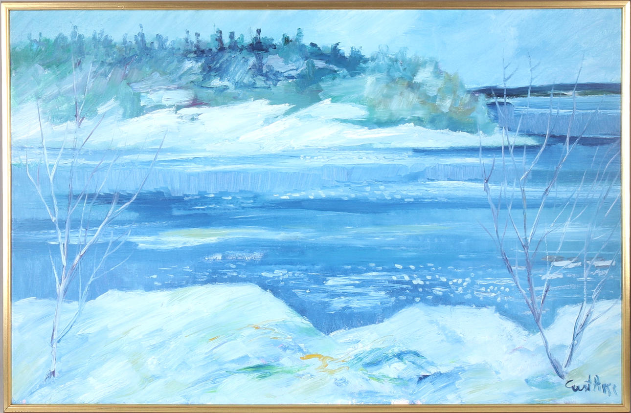 CURT AGGE. Winter motif, oil on canvas, signed.