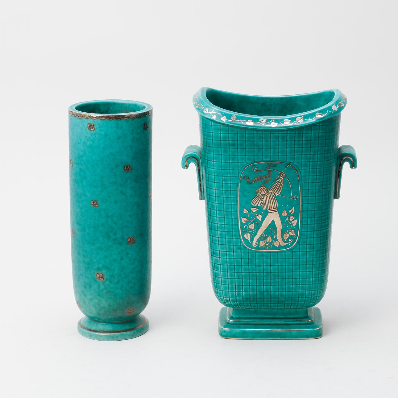 WILHELM KÅGE. Two stoneware vases, “Argenta”, Gustavsberg.