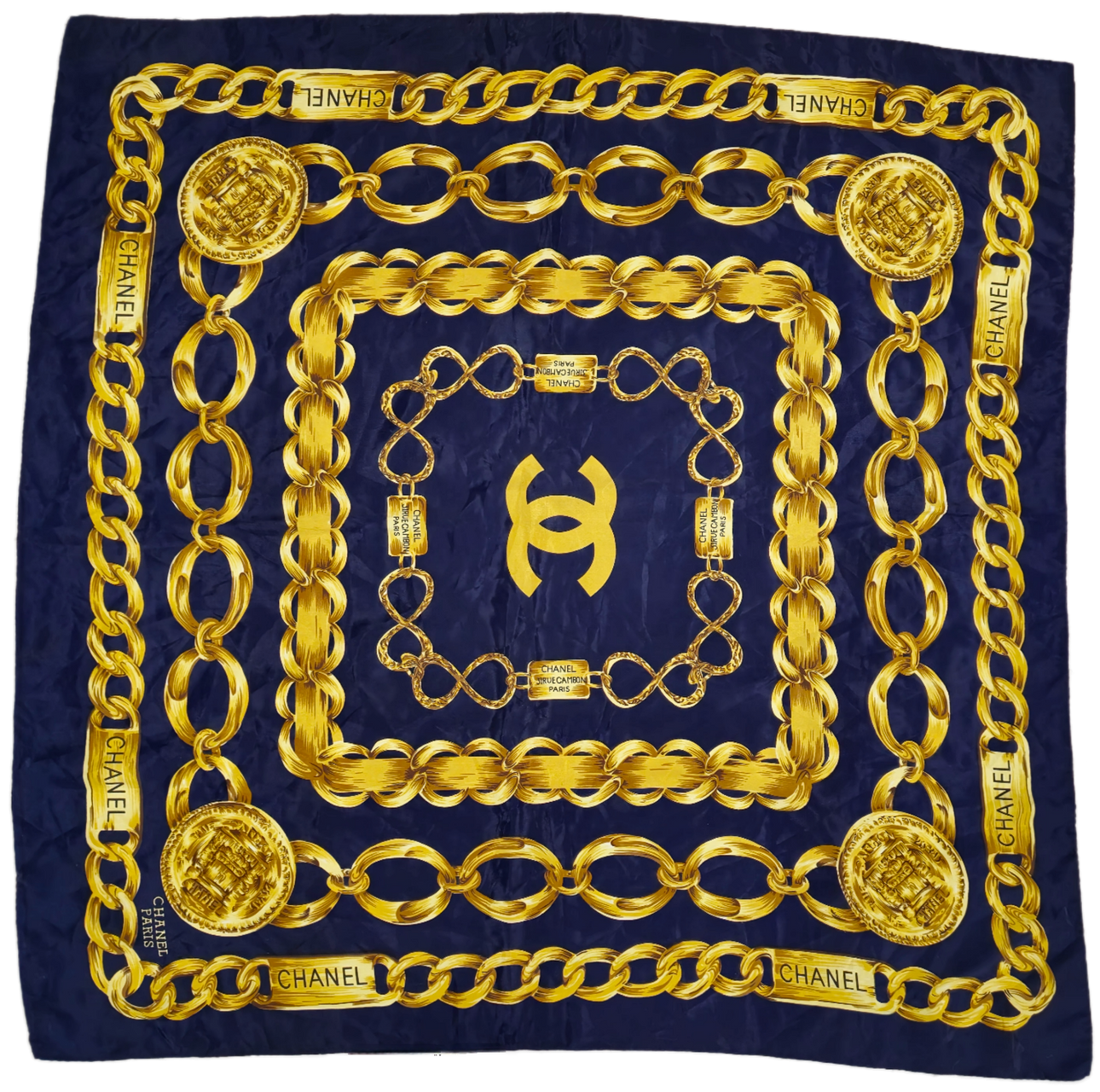 CHANEL STYLE SILK SCARF.
