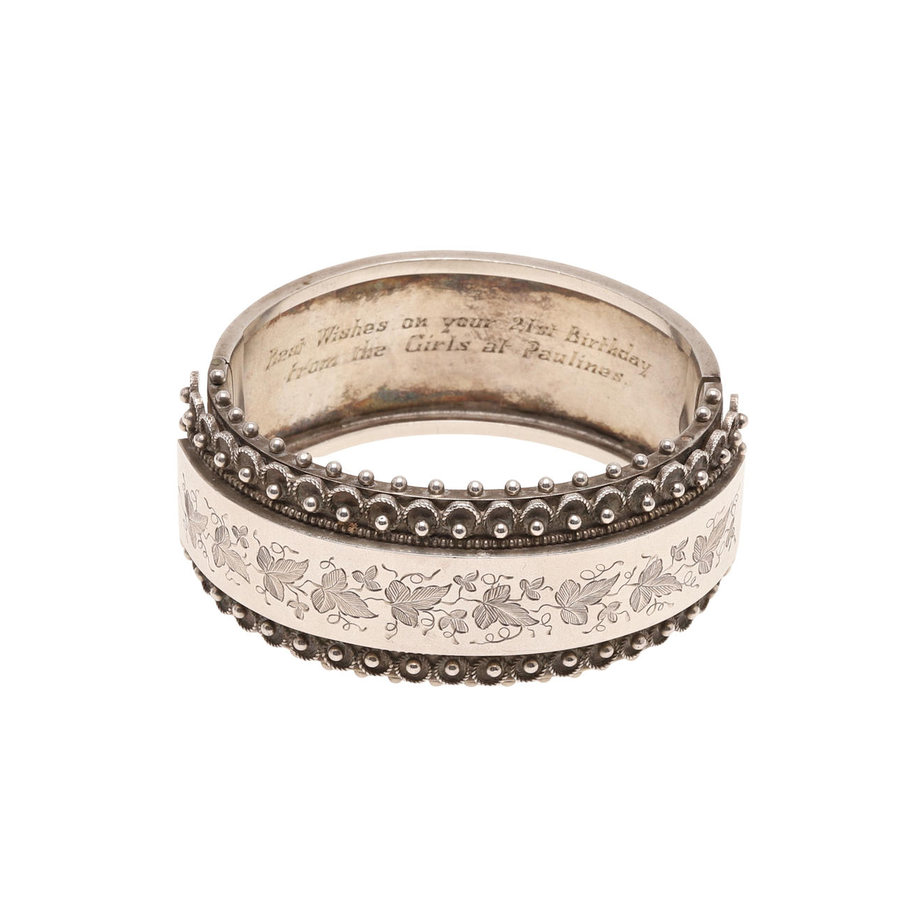 A VICTORIAN SILVER BANGLE.