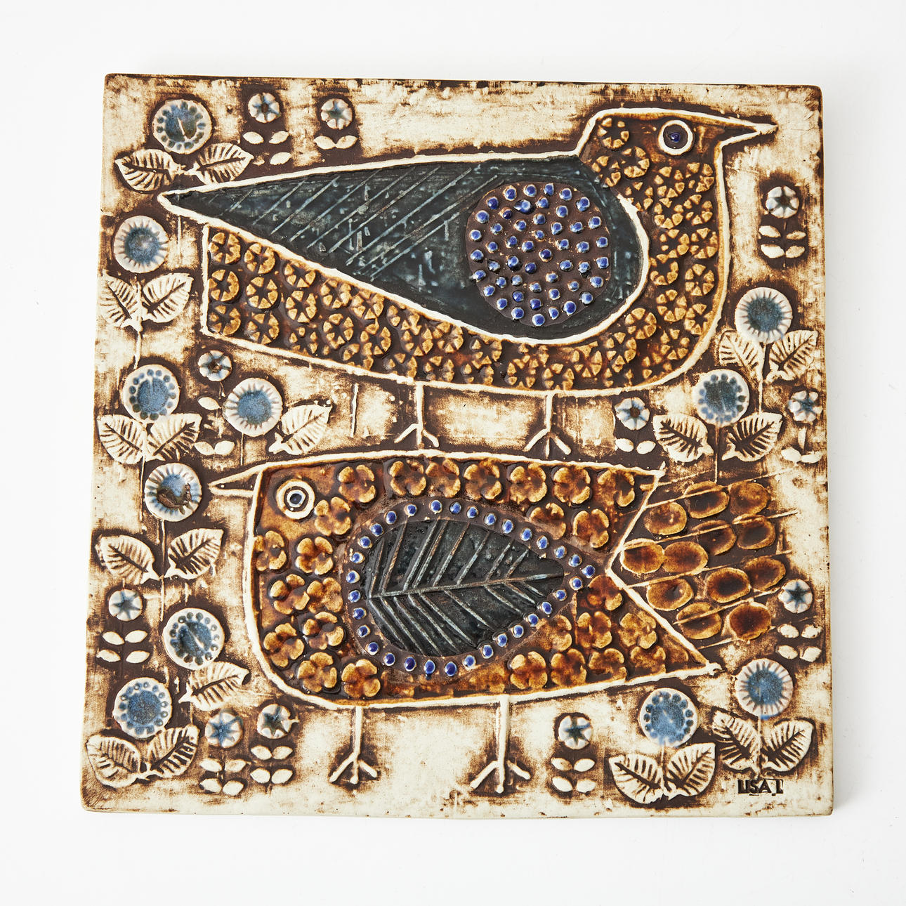 LISA LARSON. «Pájaros», relieve mural, Gustavsberg, gres.