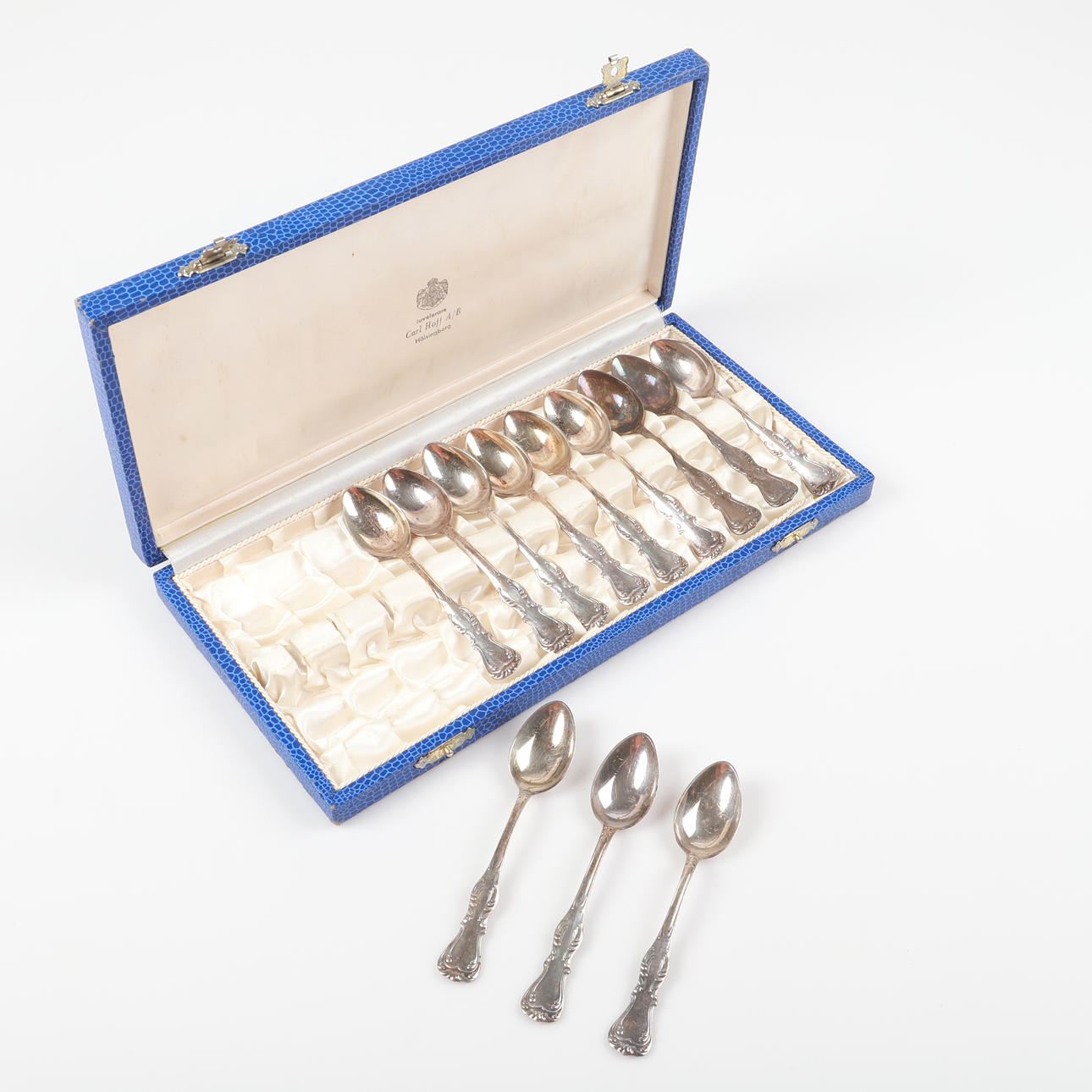 COFFEE SPOONS, 12 pieces in a case, “Prins Albert”, silver.