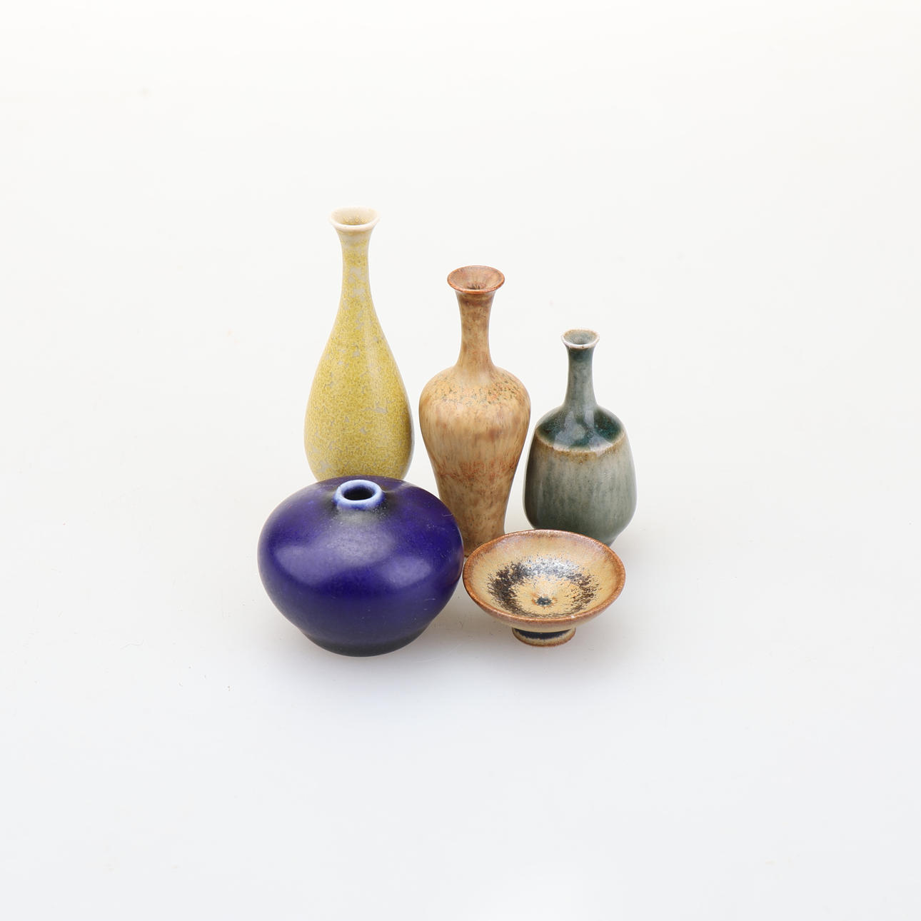 JOHN ANDERSSON. Vases & bowls, miniatures, 5 pieces, stoneware, signed, Höganäs.