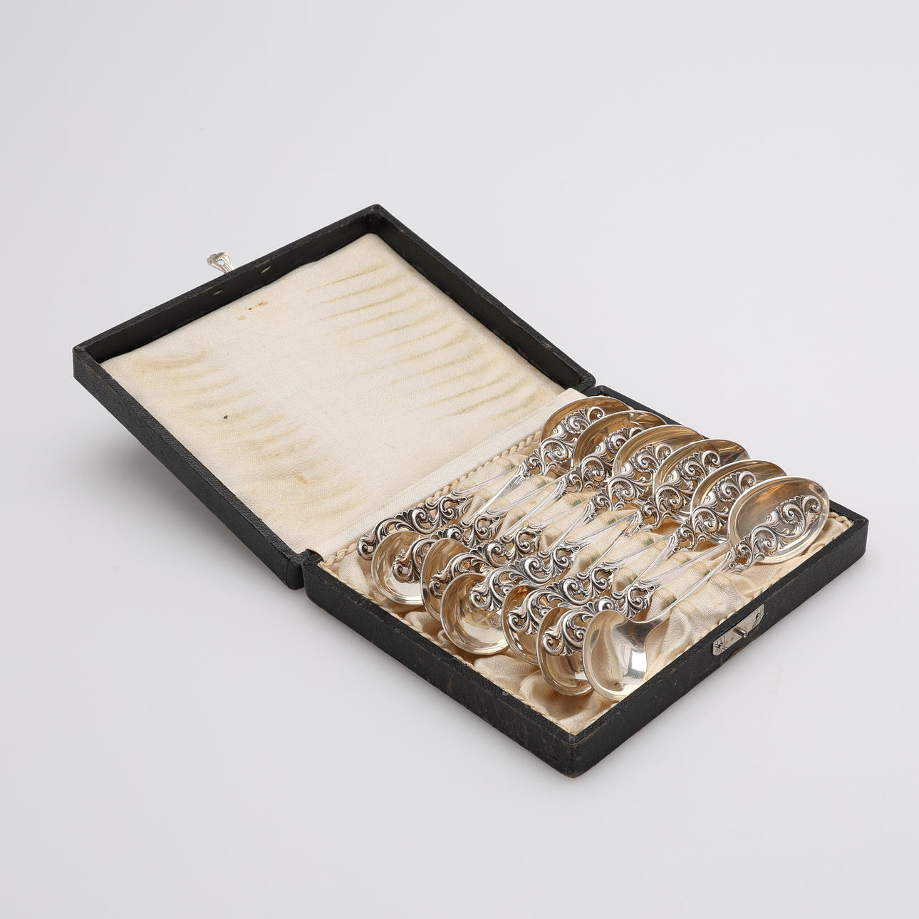 COFFEE SPOONS, SILVER IN CASE, NORWAY.