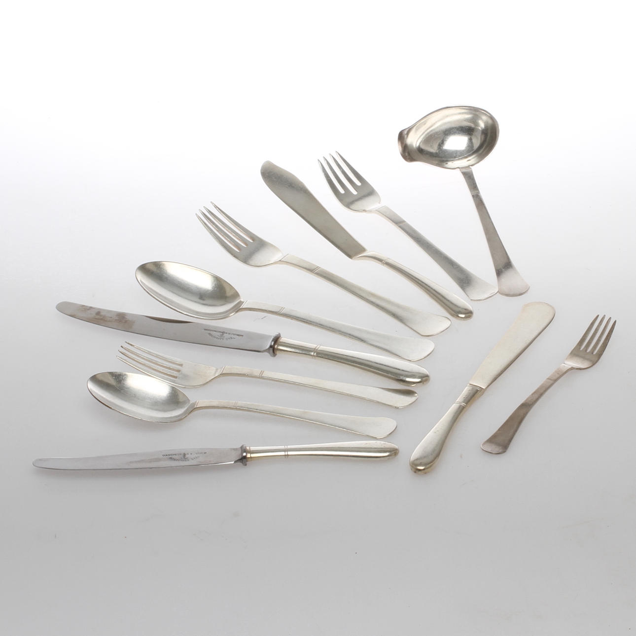 BESTICKSERVIS, nysilver, ca 65 delar, "Birka", Guldsmedsaktiebolaget GAB, 1900-tal.