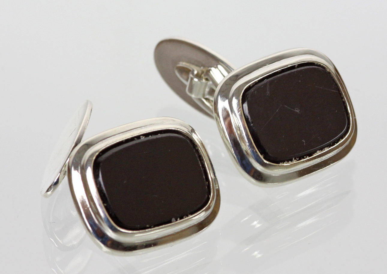 Manschettknappar Art Deco Onyx Silver 800.
