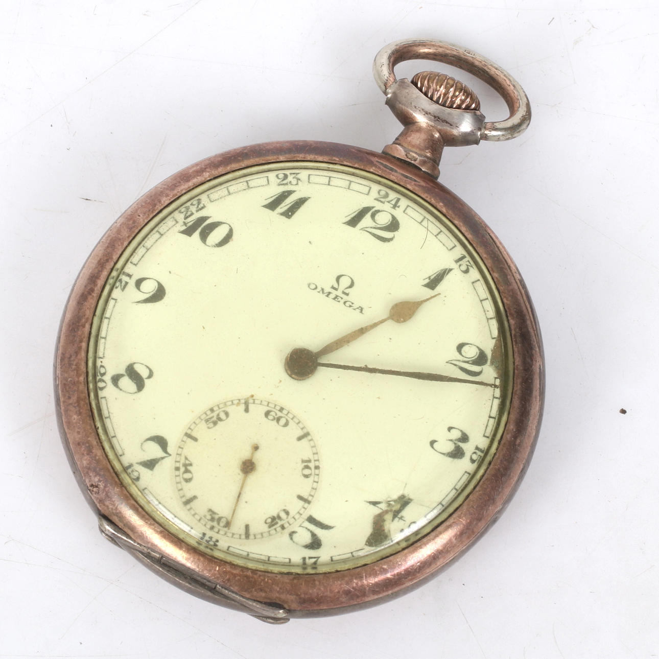 POCKET WATCH, silver case, manual assignment, Omega.