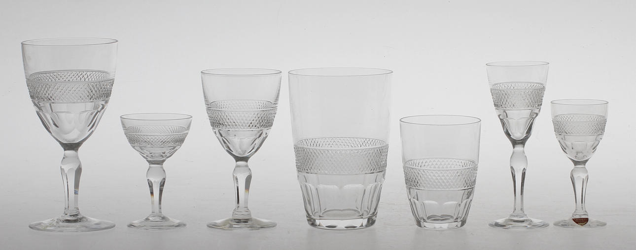 GLASSERVIS, ca 76 delar, "Rio", Edvard Hald, Orrefors, 1900-talets mitt.
