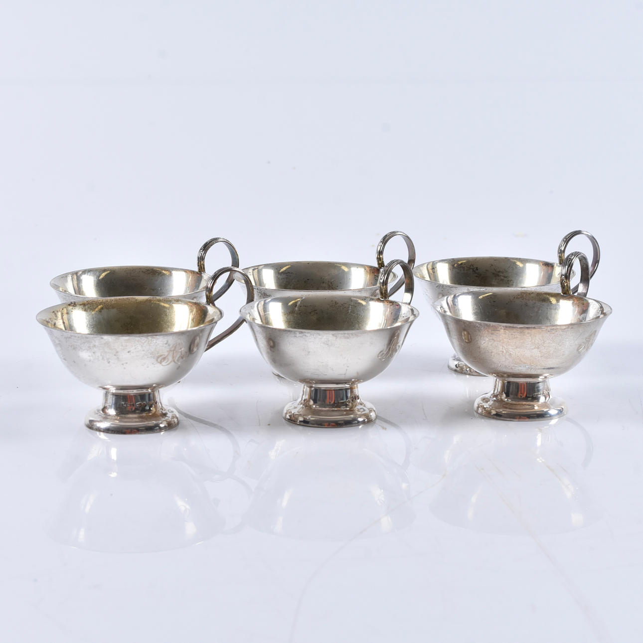 PUNSCHBECHER, 6 STÜCK, SILBER.