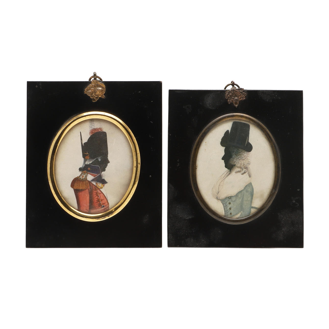 TWO SILHOUETTE PORTRAITS.