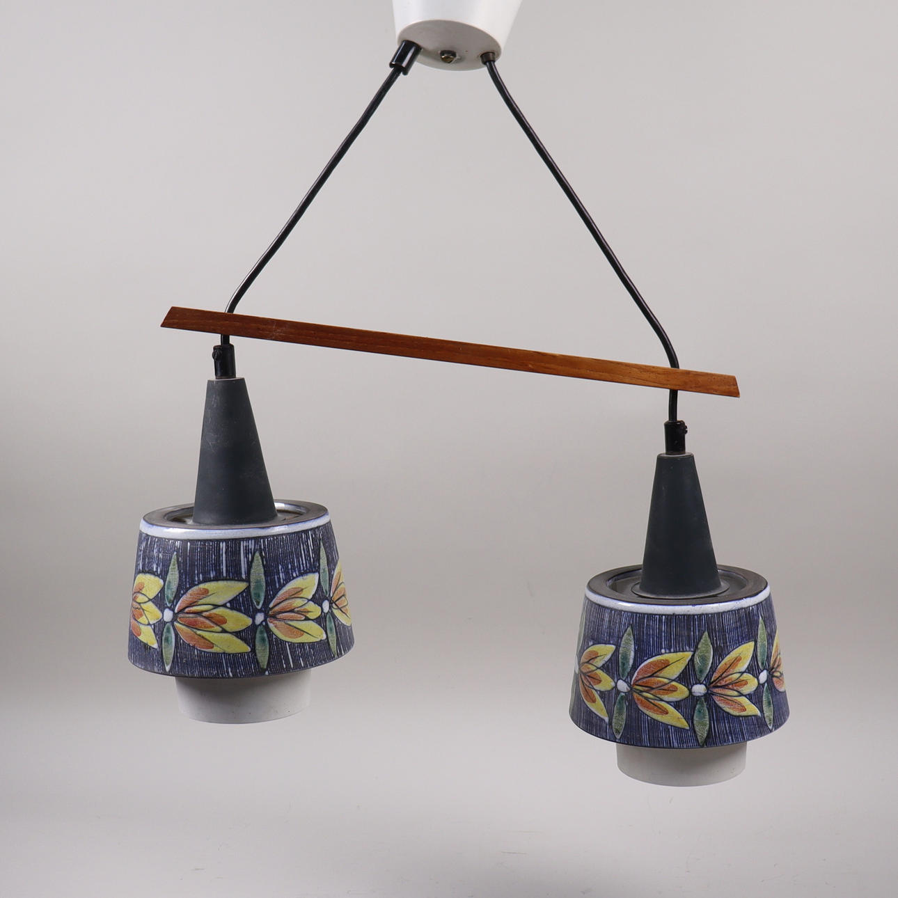 TILGMANS KERAMIK, ceiling lamp, teak and ceramic, 2 light sources.