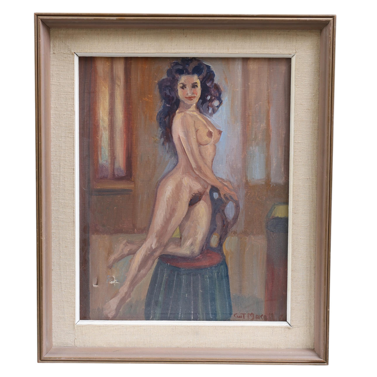 OIDENTIFIERAD KONSTNÄR. Women's study, oil on panel, signed.