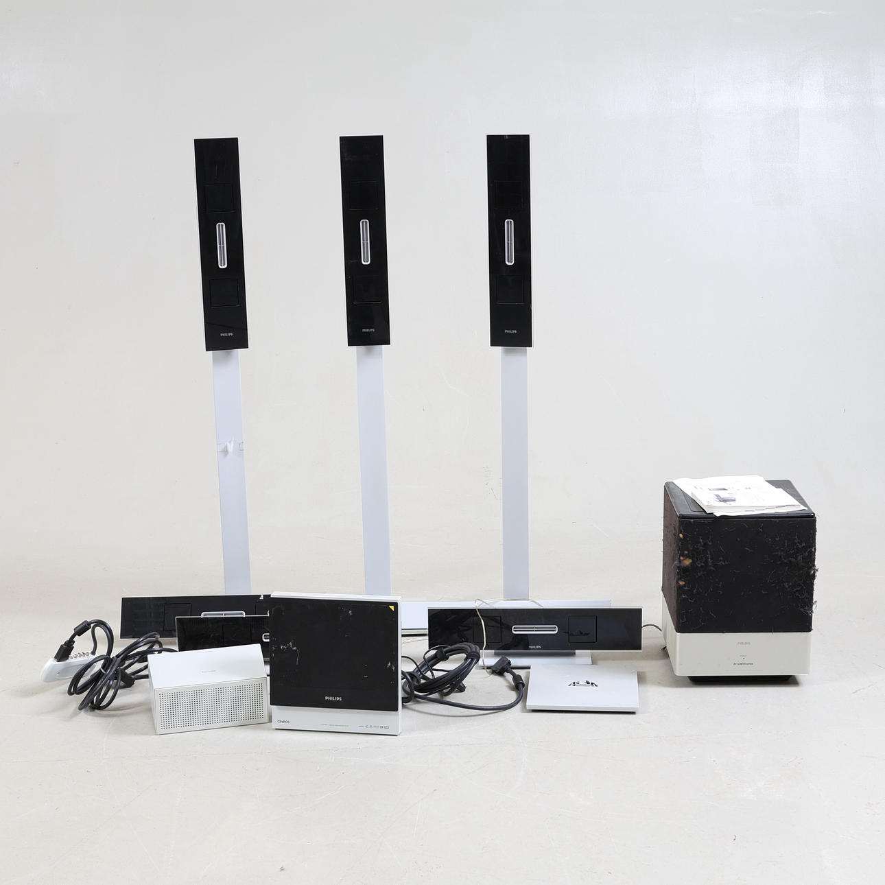 A Philips 9-piece surround system, 2000's.