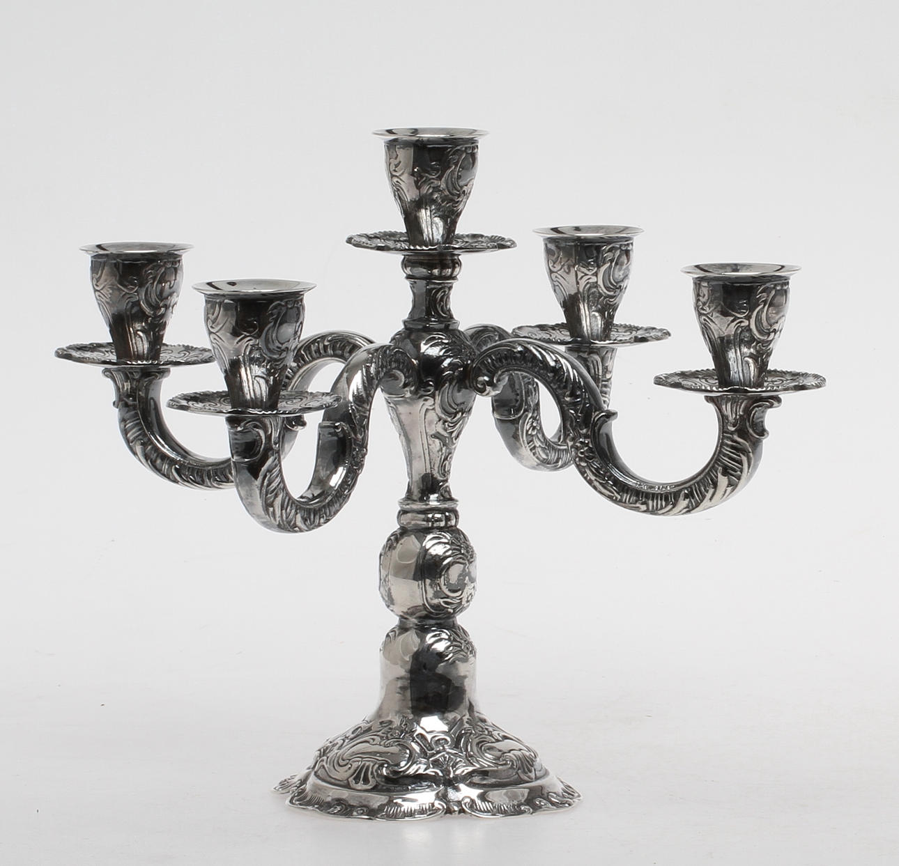 KANDELABER, för 5 st ljus, silver, GEWE, 1978.