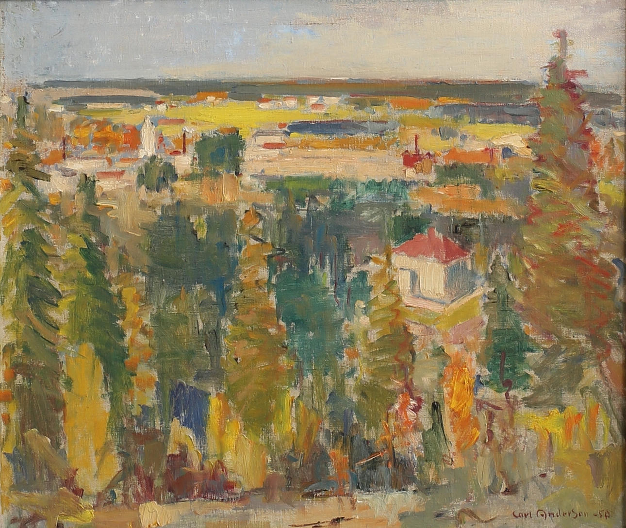 CARL ANDERSON. "Höstlandskap". Olja på duk, signerad och daterad -50.