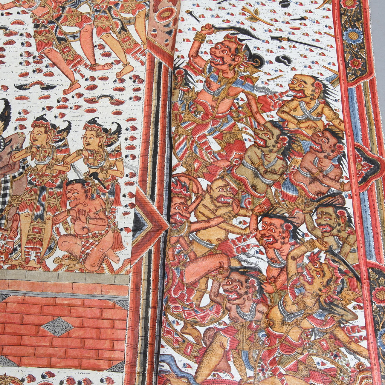 MÅLNINGAR, 2 st, Bali, tyg, 1900-tal.