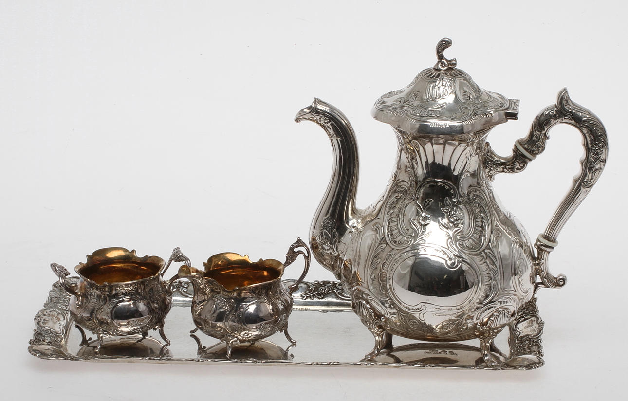 KAFFESERVIS, 4 delar, silver, GEWE, 1975.