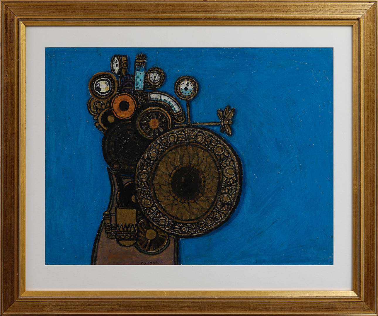 KJELL  SÖRENSEN RINGI. Composition, mixed media, signed.