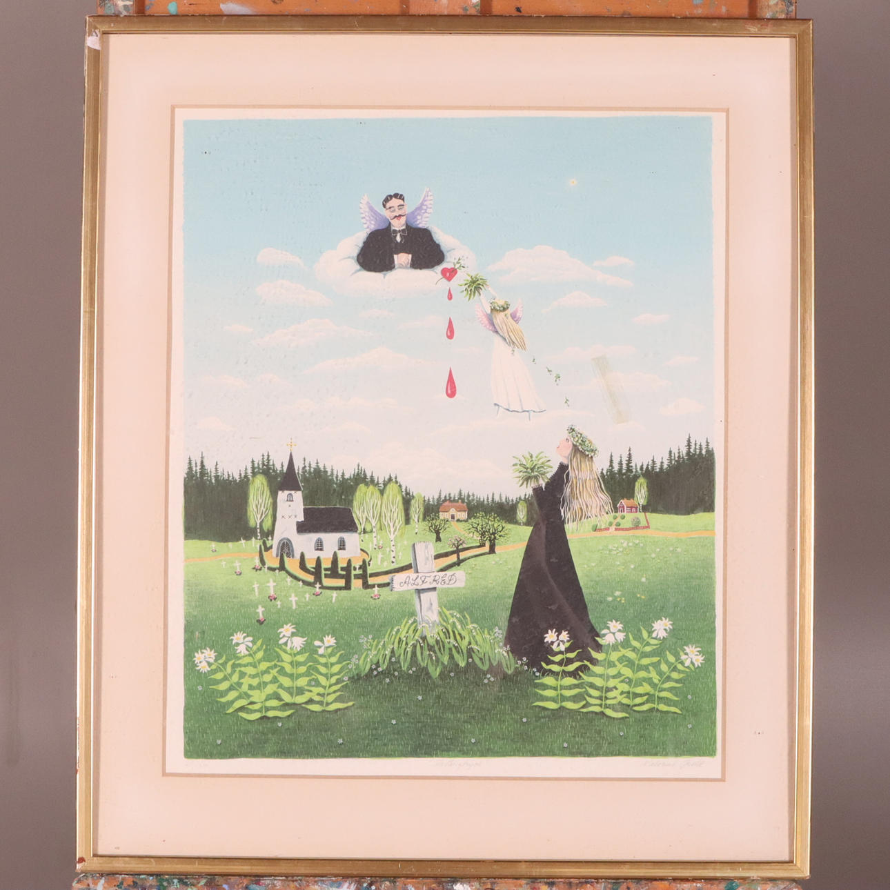 KATARINA GRETTE. LITHOGRAPH “Skillingskrift”, signed and numbered.