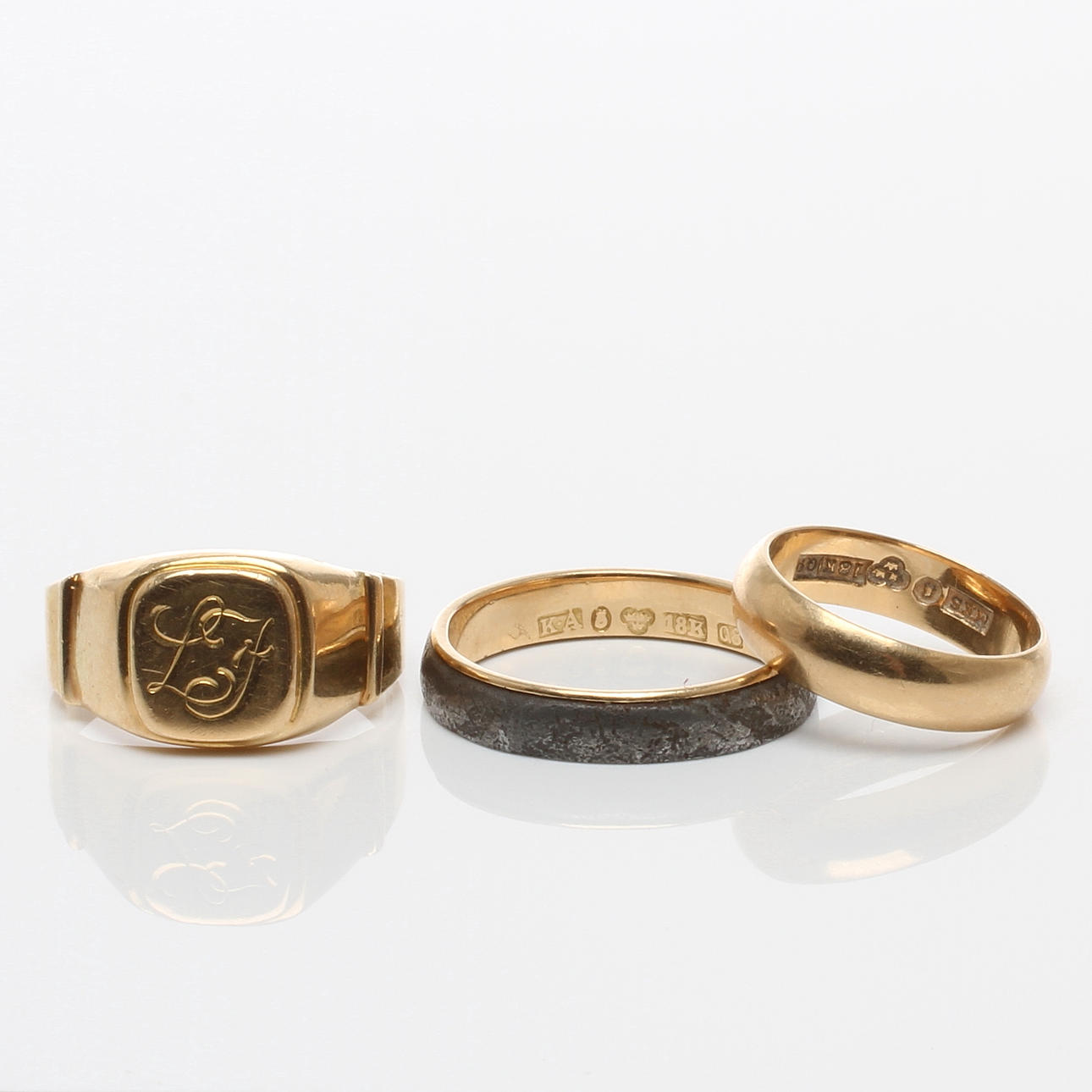 RINGAR 3 st, 18k guld, 1900-tal.