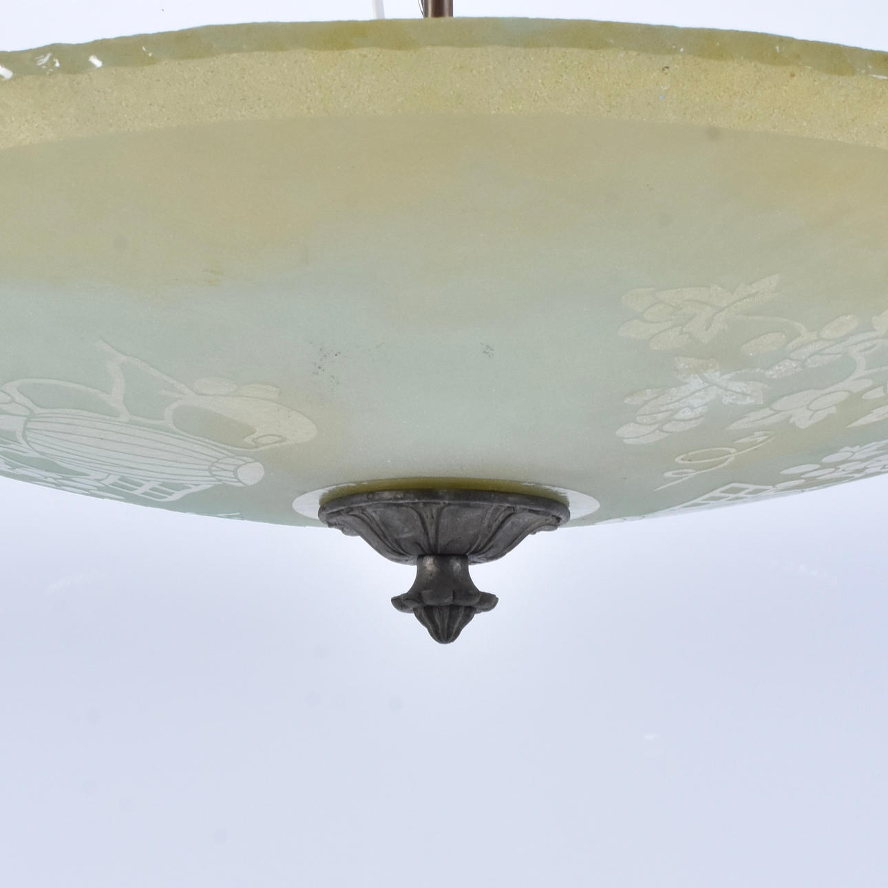 PLAFONDLAMPA, GLAS OCH METALL.