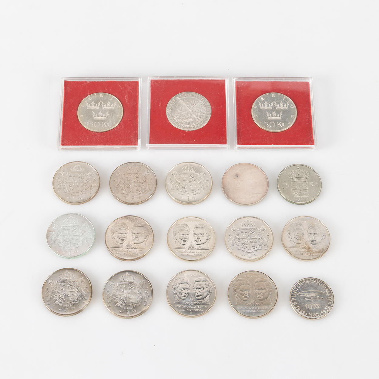 SAMLING MYNT, silver, Sverige.