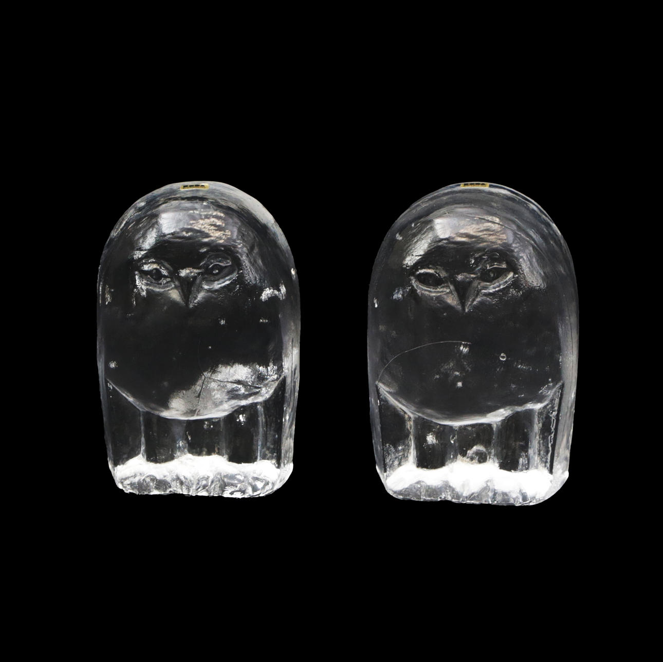 ERIK HÖGLUND. Two owls/bookends, Boda, signed, 1950/60s.