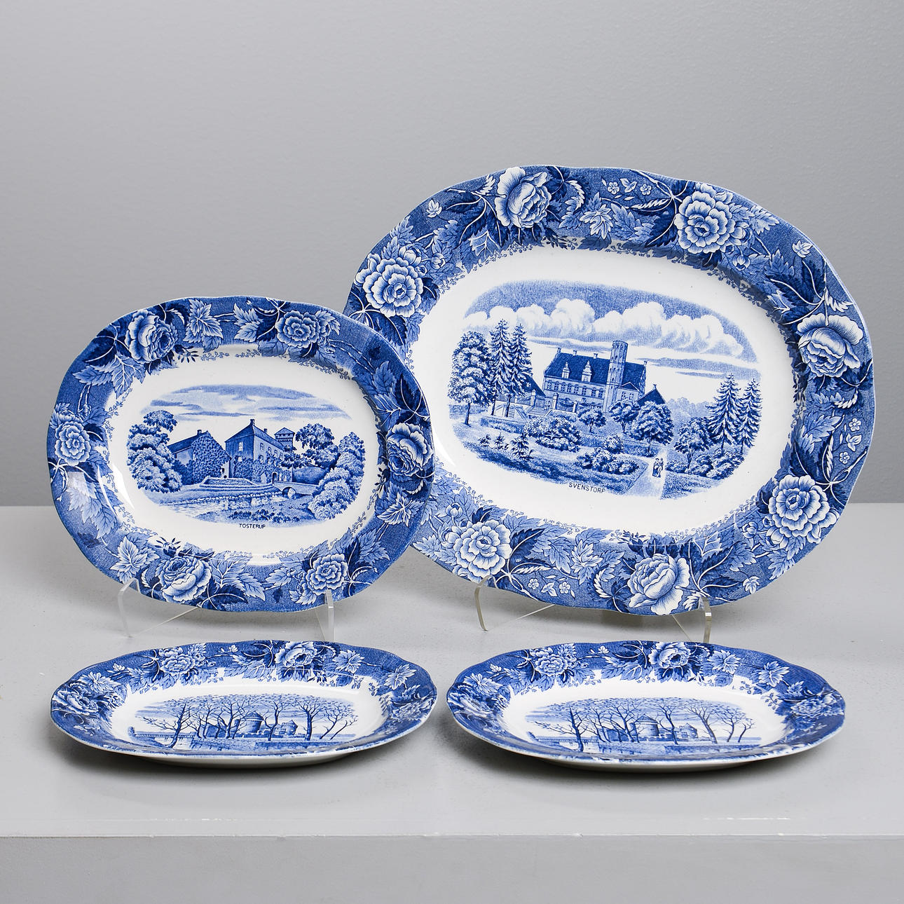 A set of four 'Skåne' serving plates, Rörstrand, 1900s.