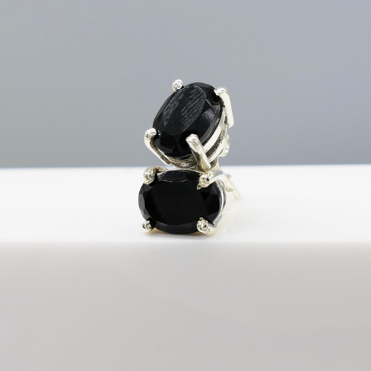 BLACK ONYX gemstone studs.