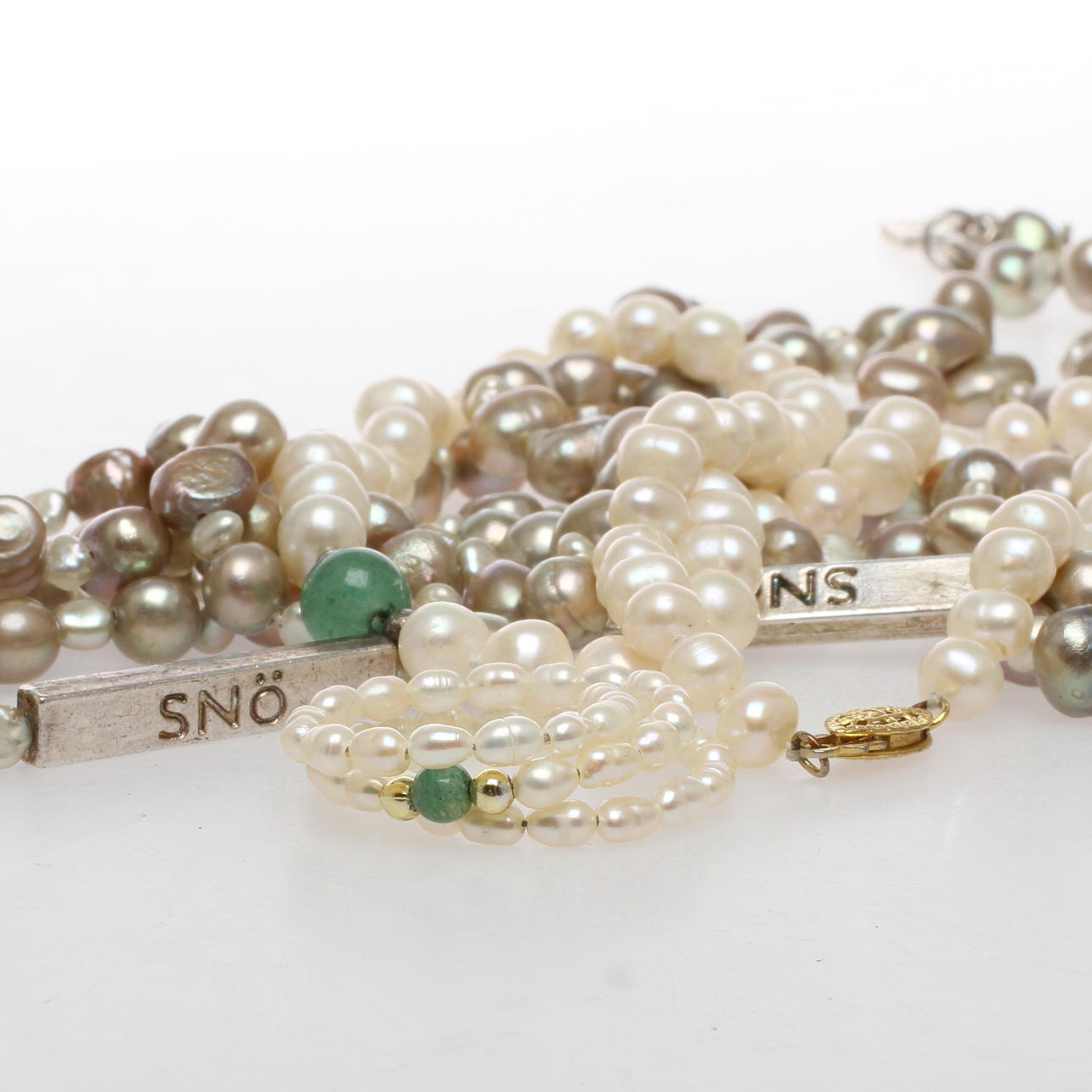 COLLIER 2 st samt RING, odlade pärlor, 1900/2000-tal.