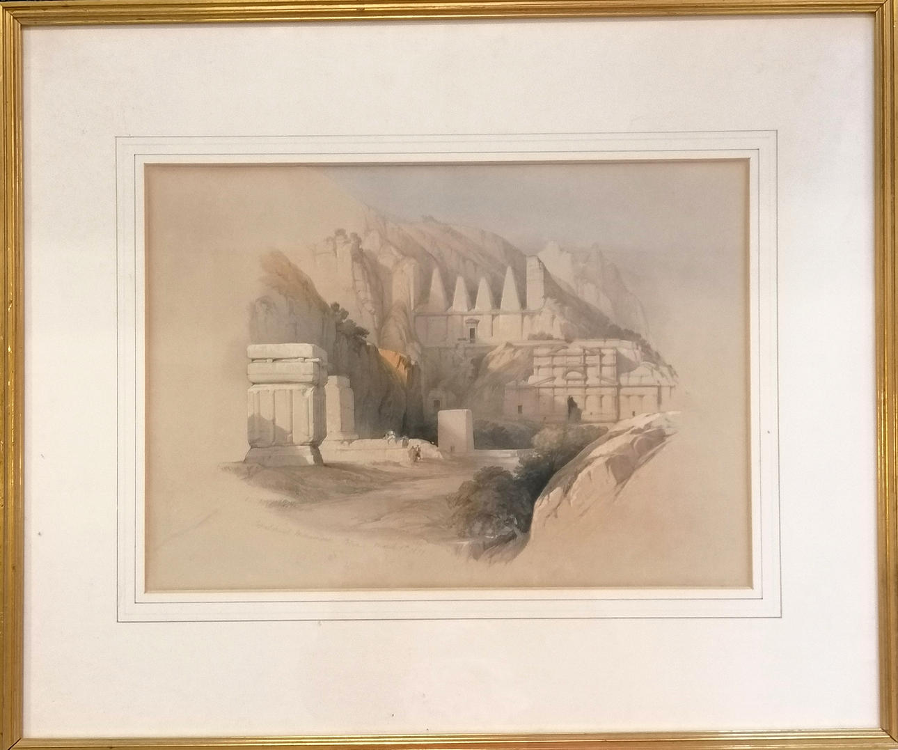 *DAVID ROBERTS LITHOGRAPH OF SEPULCHRAL MONUMENTS PETRA 1839.