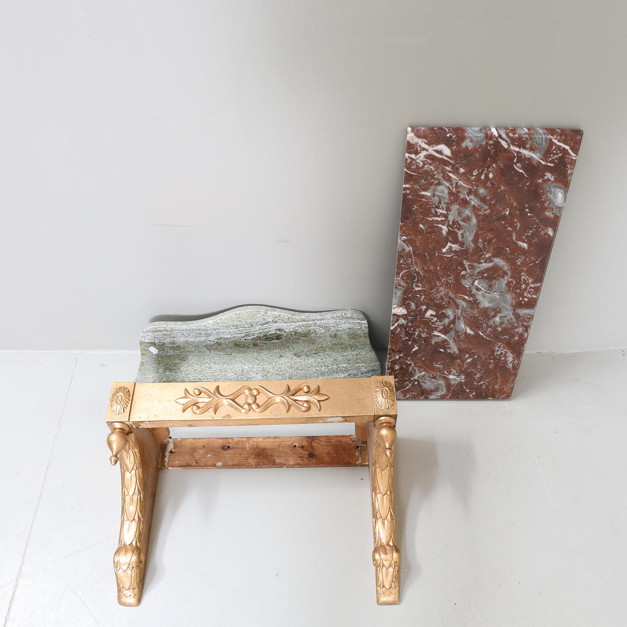 CONSOLE TABLE & STONE TOP, 20th century.