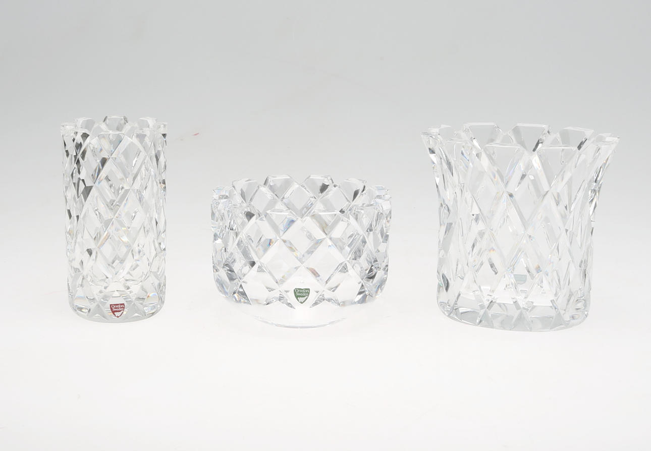 VASER samt SKÅL, 3 delar, Orrefors.