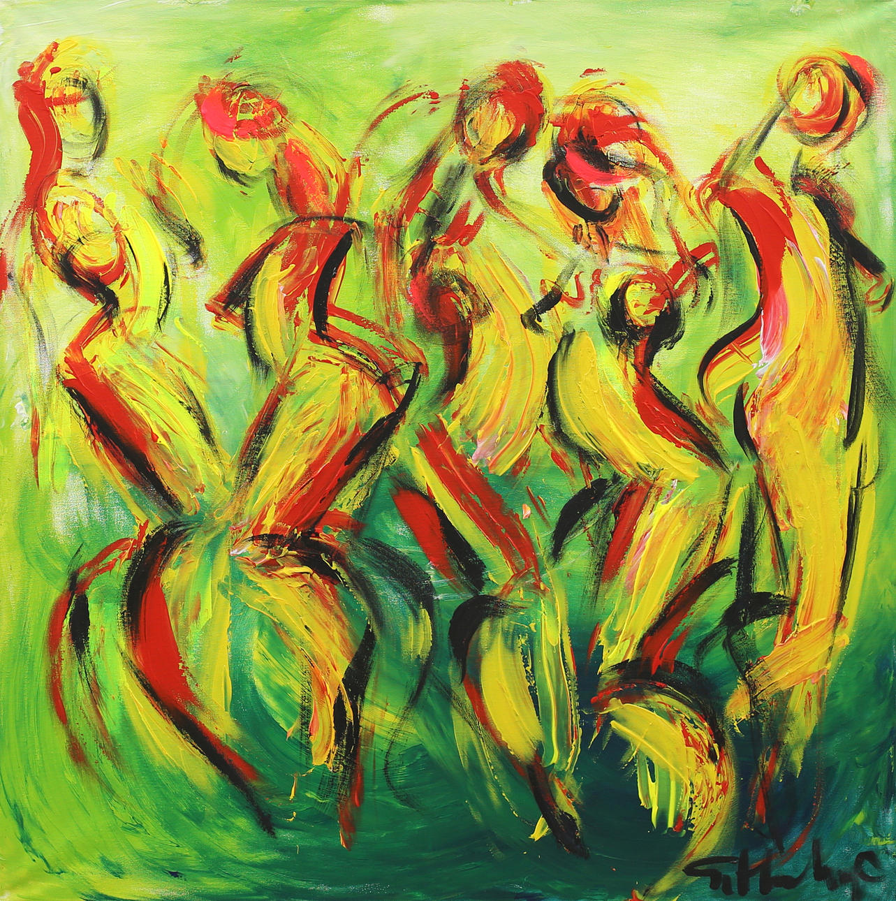 GÖRAN HAUSENKAMP. Modeller, akryl på duk, signrad G Hausenkamp.