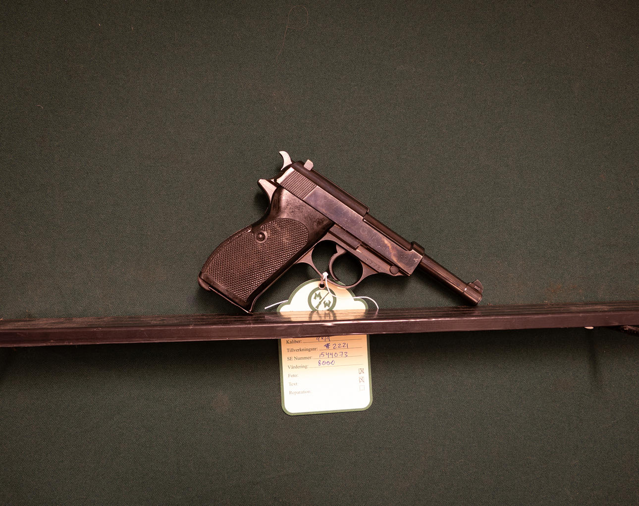 Walther m/39 kal. 9x19 Eftermontering nr.2221 SE1544073.