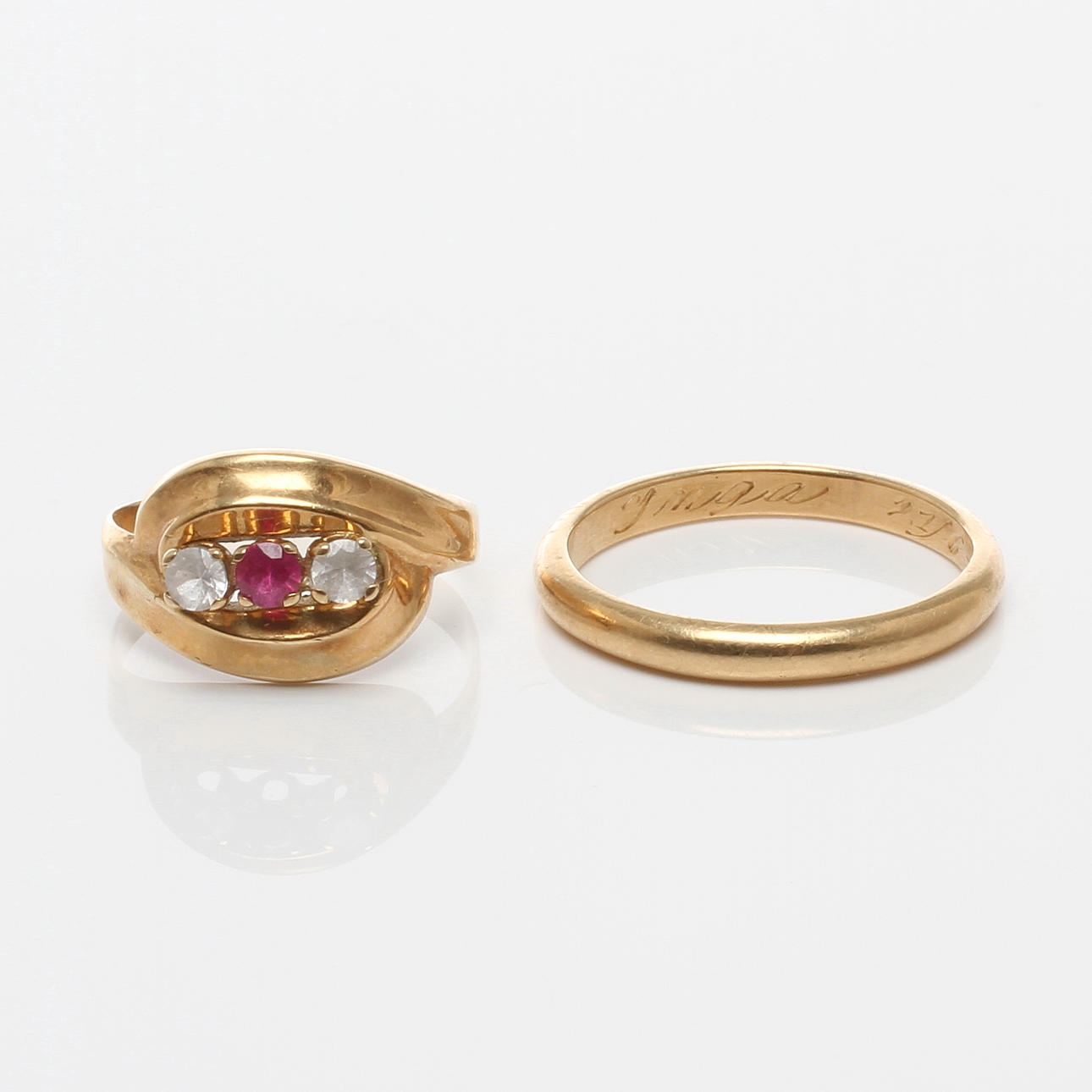 RINGAR 2 st, 18k guld, 1900-tal.