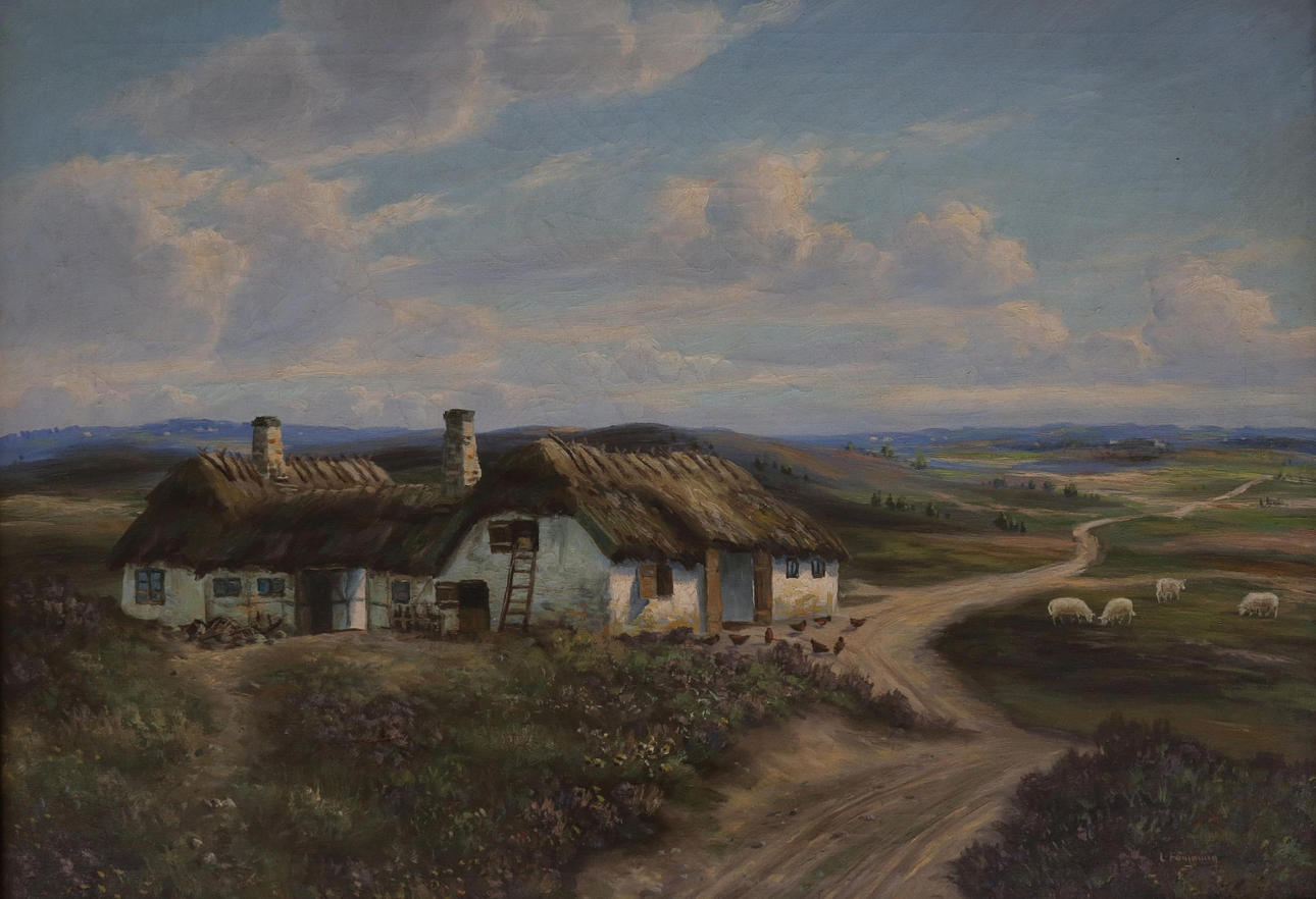 CARL LEO FRÖMMING. LANDSKAP MED GÅRD.