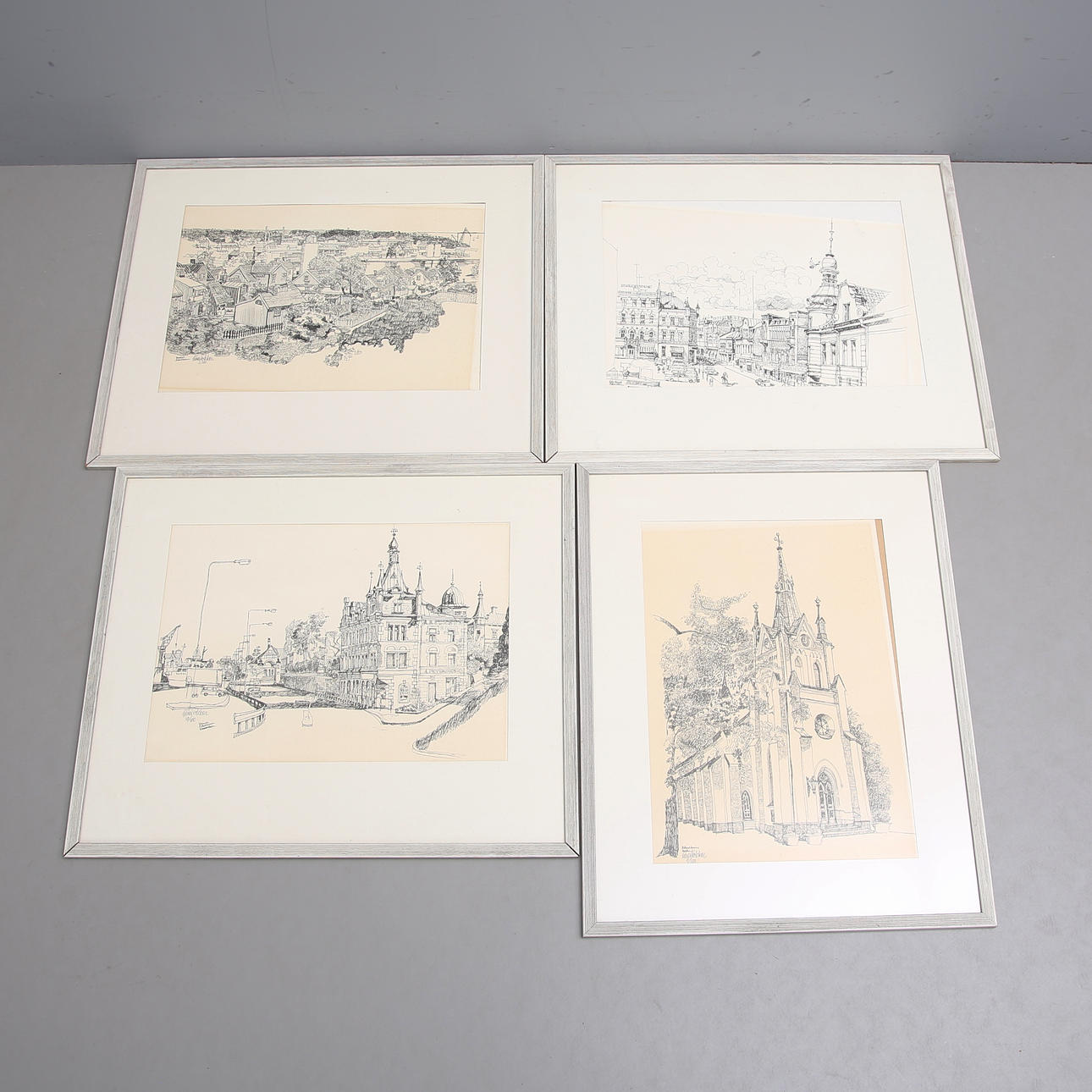 CLAES FOLCKER. Lithographs, 4 motifs from Oskarshamn, signed, numbered.