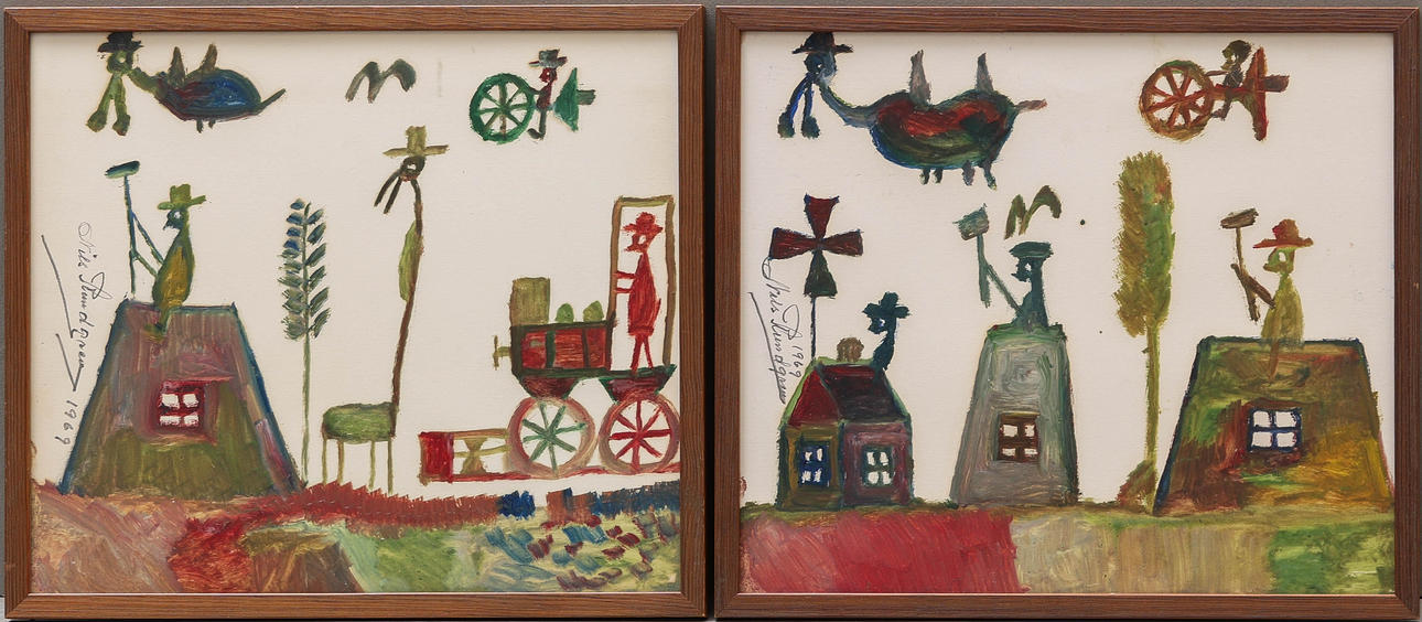 NILS RUNDGREN “THE BEAR HUNTER” (1890-1971). compositions, 2 pieces, signed, dated 1969.