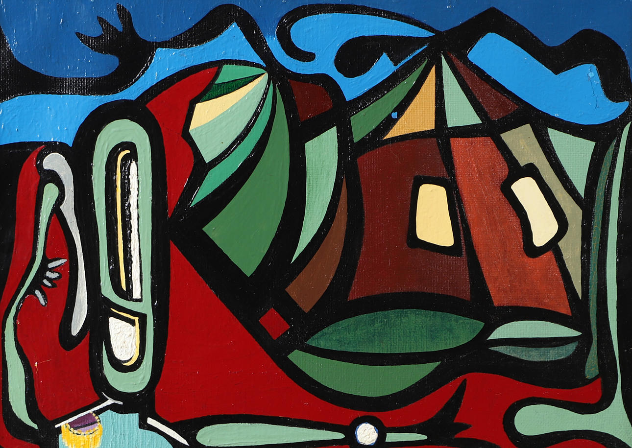 ATTRIBUTED TO TORD PETTER BERLIN. Composition, oil on canvas, unsigned.