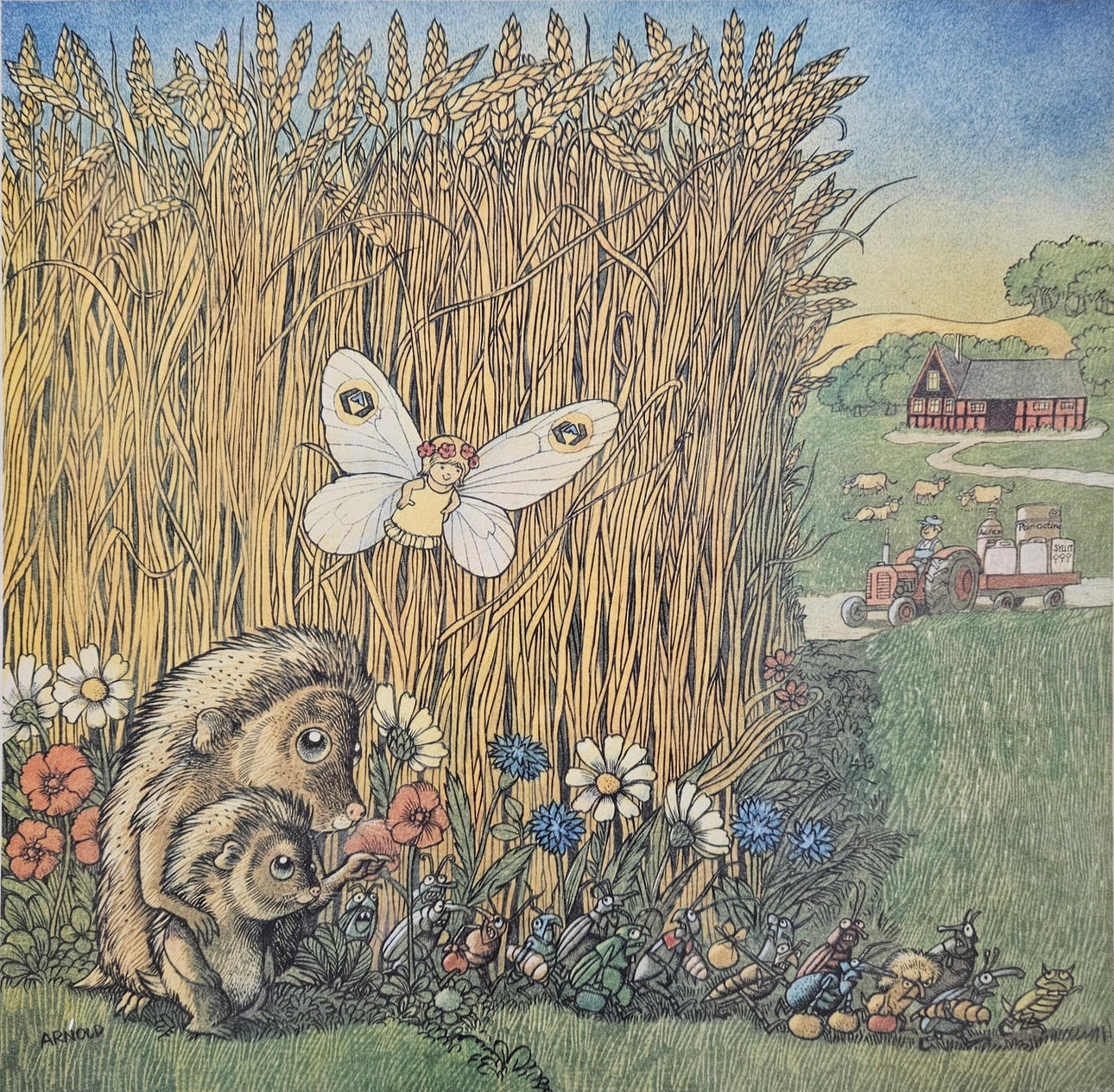 HANS ARNOLD. Farmhouse. Graphic sheet, signed and numbered 76/120.